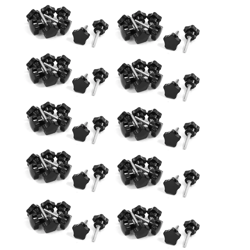 

80 Pcs M6 X 30Mm Male Thread Dia Head Clamping Screw Knob