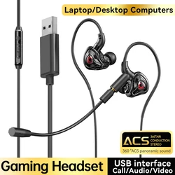 Enhanced Gaming Headset with 360° Surround Sound and Dual Microphone (USB Jack)