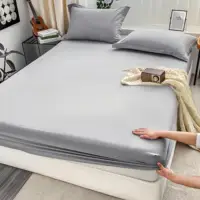 1Pc Fitted Bed Sheet With Elastic Band Solid Color Anti-slip Adjustable Mattress Cover for Single Double (No Pillowcase） 5