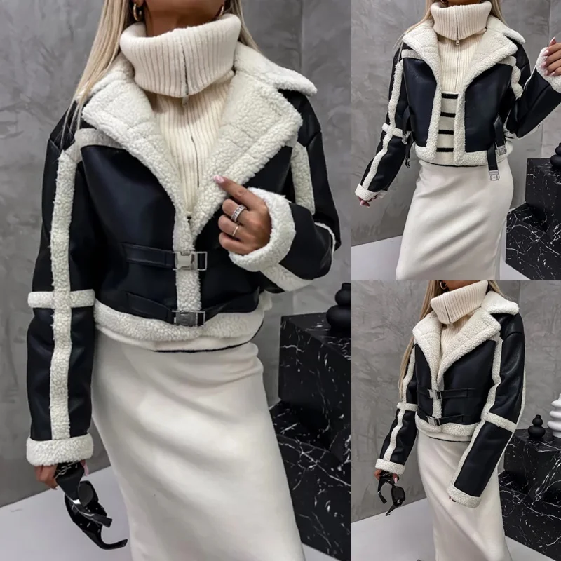 

2023 Autumn and Winter New Women's Clothing Fashion Urban Popular Fur Integrated Padded Long Sleeve Coat Top for Women