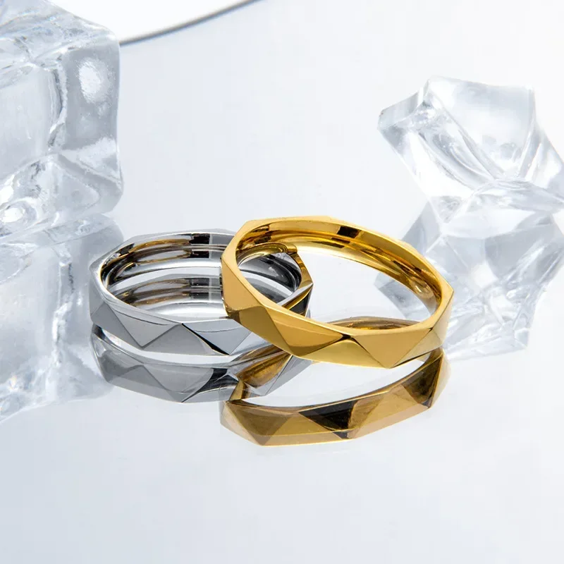 

Geometric titanium steel female Instagram niche personality cool style ring