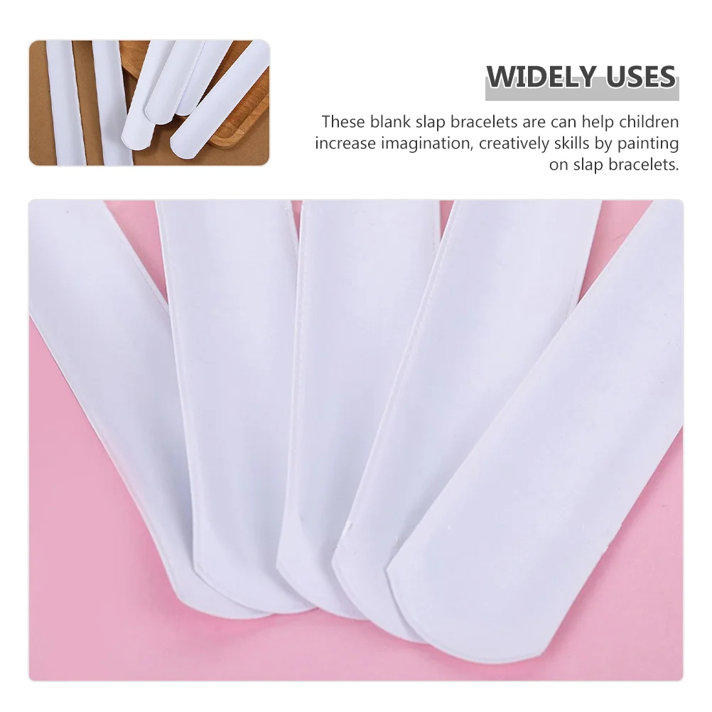 30 Pcs Pure White Ring Slap Bracelets Kids Board Accessories for Halloween Wristband Pvc Plain Child Charm