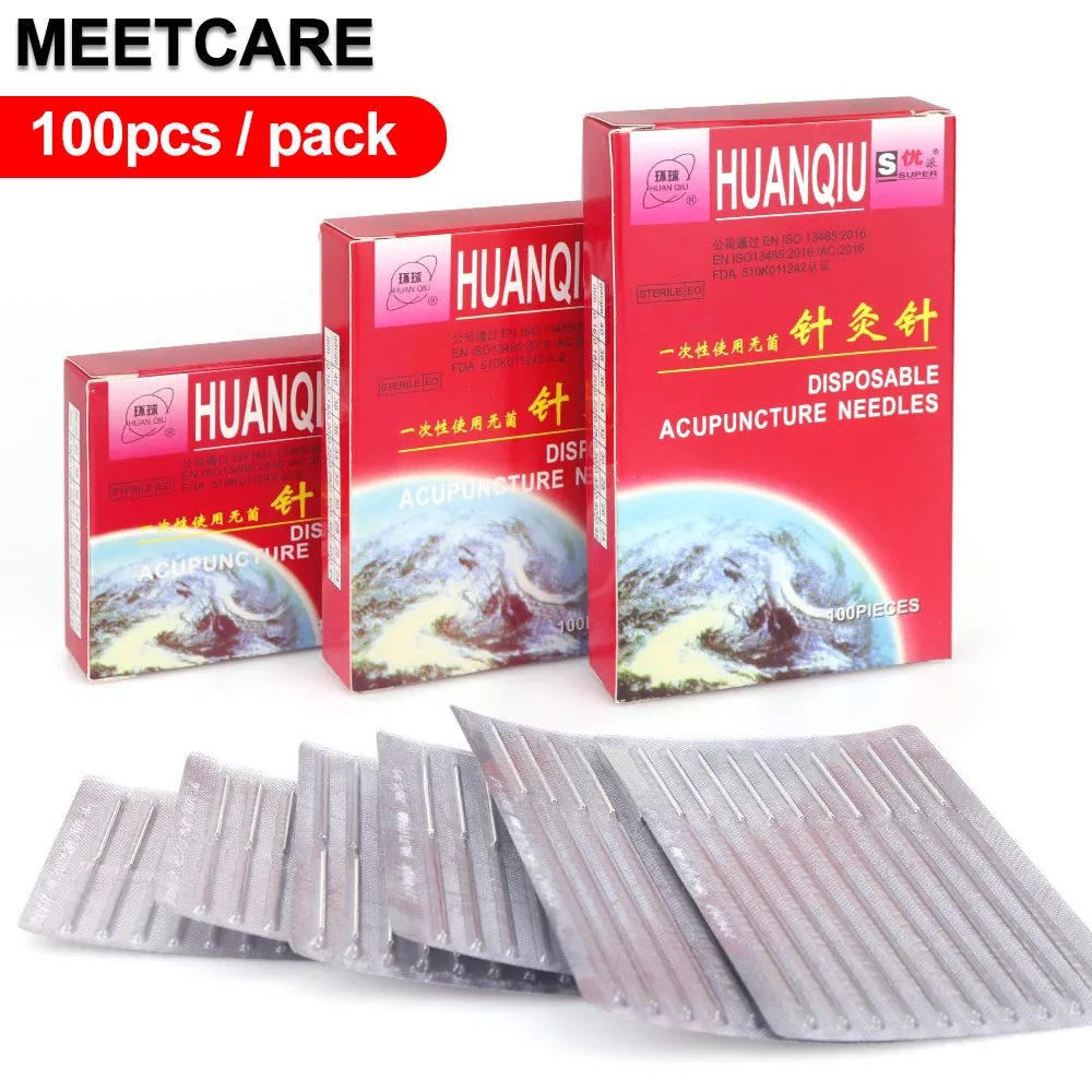 HuanQiu 100pcs Per pack Disposable acupuncture needle disposable sterile acupuncture needles Chinese medical treatment zhenJiu massage relax for single use