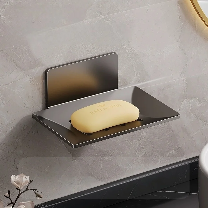 ที่วางสบู่ติดผนังแบบไม่ต้องเจาะ ดีไซน์สร้างสรรค์อเนกประสงค์ พร้อมระบบระบายน้ำ สำหรับห้องครัวและห้องน้ำ 1