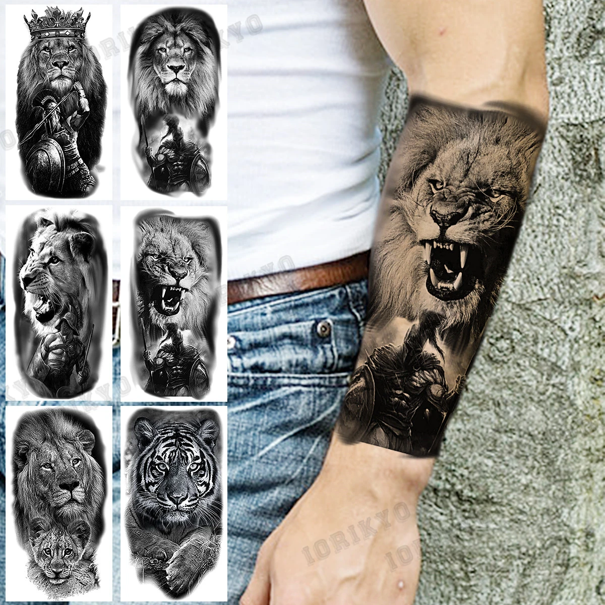 3d Lion Warrior Forearm Temporary Tattoos For Men Adult Tiger Crown Fake  Tattoo Waterproof Body Art Decoration Tatoos Sticker - Temporary Tattoos -  AliExpress
