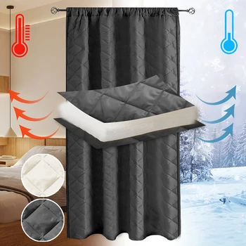 Tende oscuranti trapuntate Tende resistenti con riduzione del rumore e isolamento termico Tasca per asta anti-freddo per soggiorno camera da letto 1
