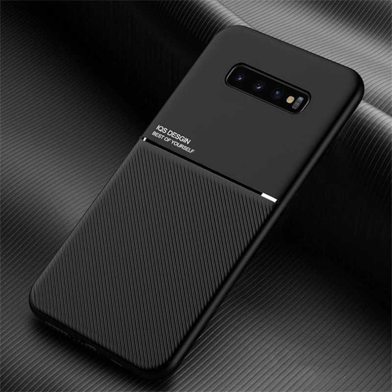Luxury Leather Magnetic Car Holder Phone Case with Silicone Back Cover
