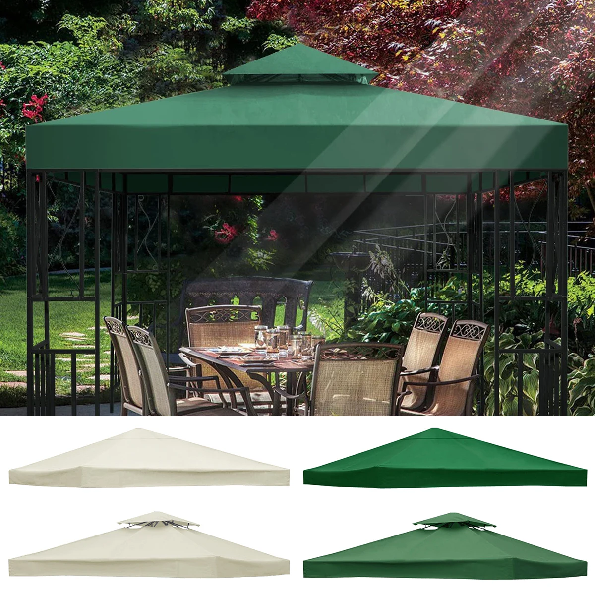 Sun Garden Gazebo Top Cover Replacement Tent Shelter Canopy Waterproof Outdoor Patio Garden Camping BBQ Tent Roof 1PC gazebo top cover