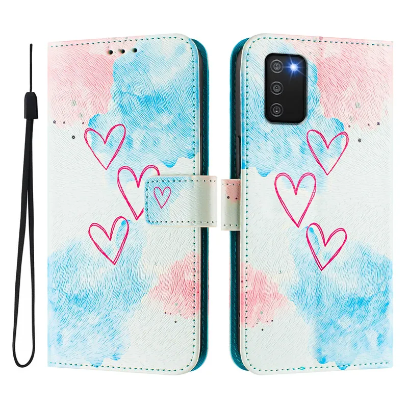 Leather Flip Wallet Phone Case with Magnetic Closure and Artistic Design
