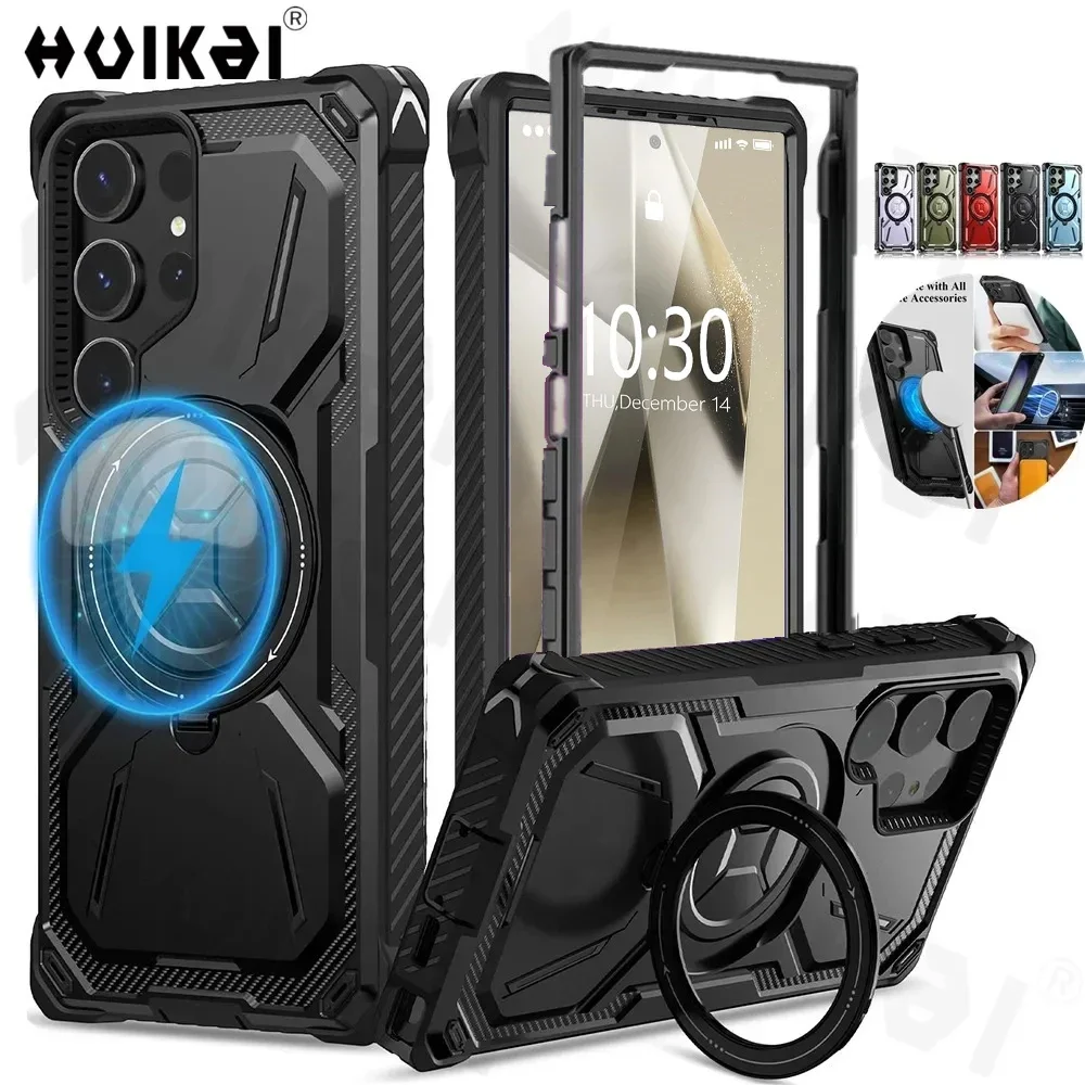 For Samsung Galaxy S24 Ultra 5G PC + TPU Shockproof Protective Phone Case  with Magnetic Ring