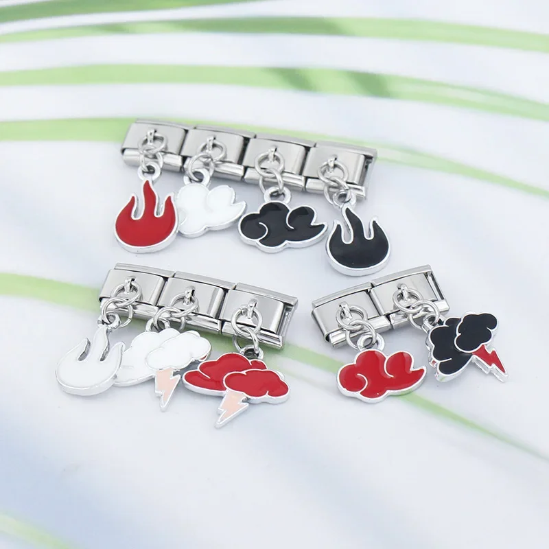 Fashion Sweet Colour Glaze Clouds Thunder Flames Charm Links Fit 9mm Stainless Steel Bracelet Making DIY Jewelry DJ427