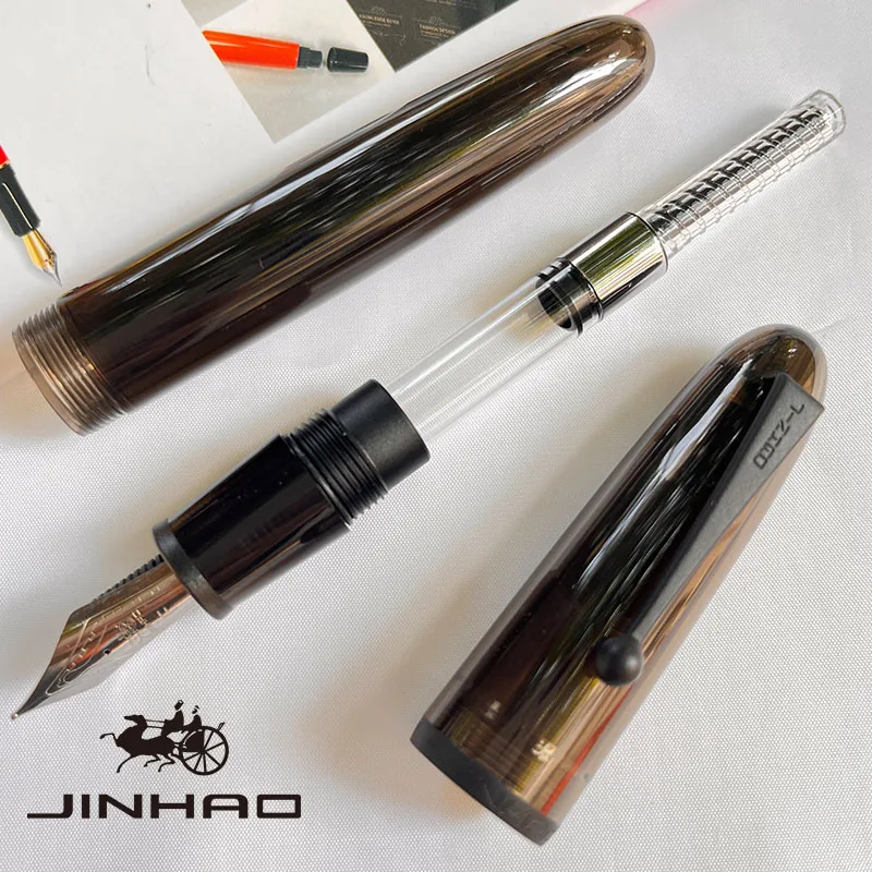 1 PCS JINHAO 9019 Screw off Cap Transparent Black Business Writing Calligraphy Pen with Big Converter 6