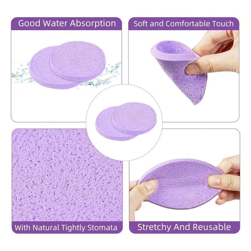 Compress Face Wash Puff with Storage Box Facial Cleansing Sponge for Makeup Remover Round Face Wash Sponge Skincare Beauty Tool