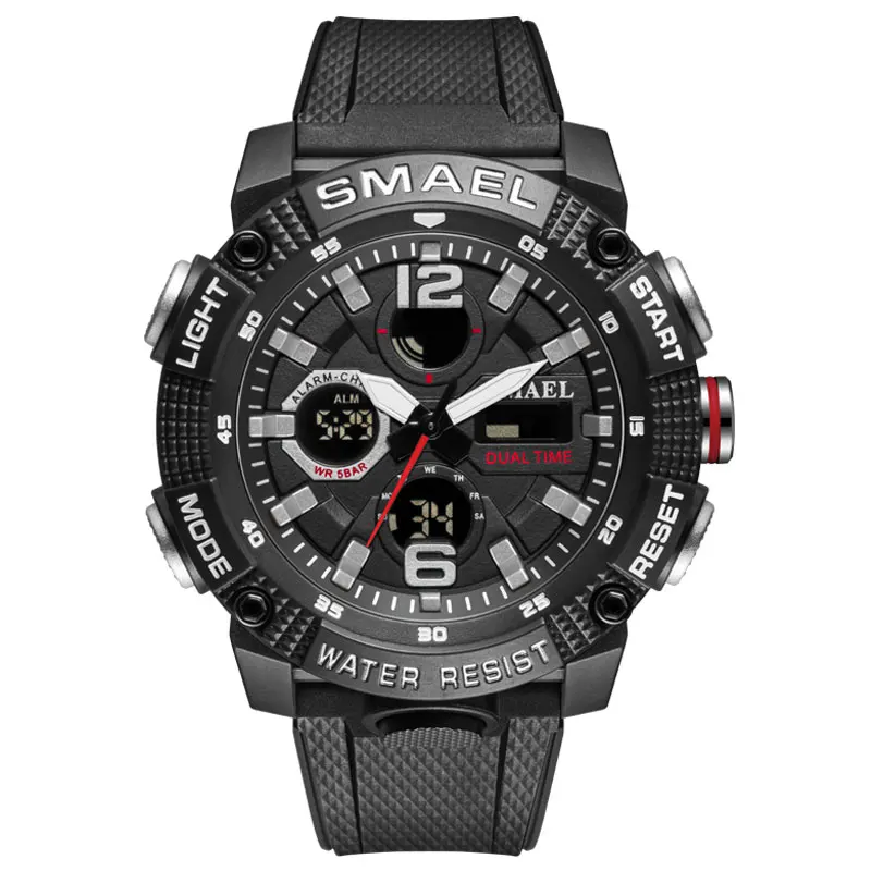 

New Men's Military Young Students Waterproof Sports Digital LED Double Display Quartz Large Watch