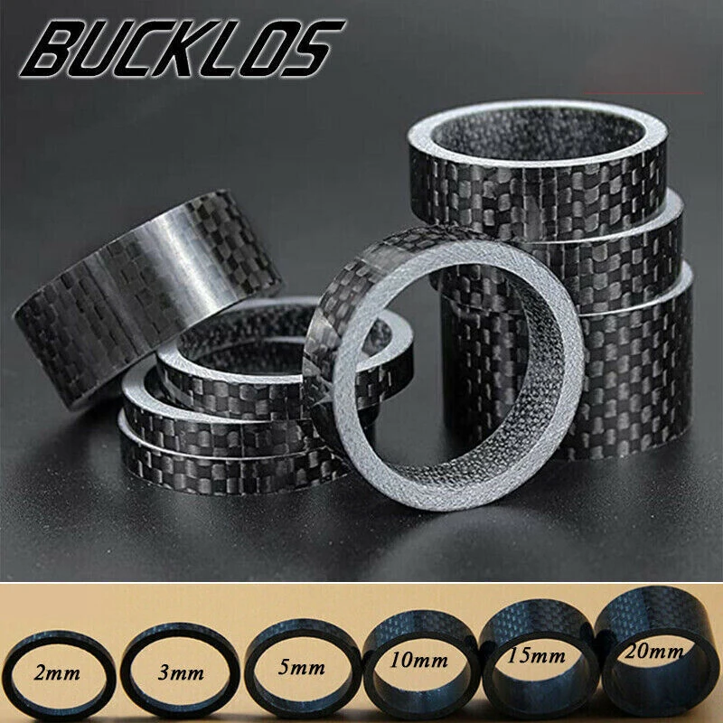 BUCKLOS 1-1/8 Auriculares De Bicicleta Sin Rosca 1.732-2.205 In Negro Y 11PCS Espaciadores De Aleación De Aluminio
