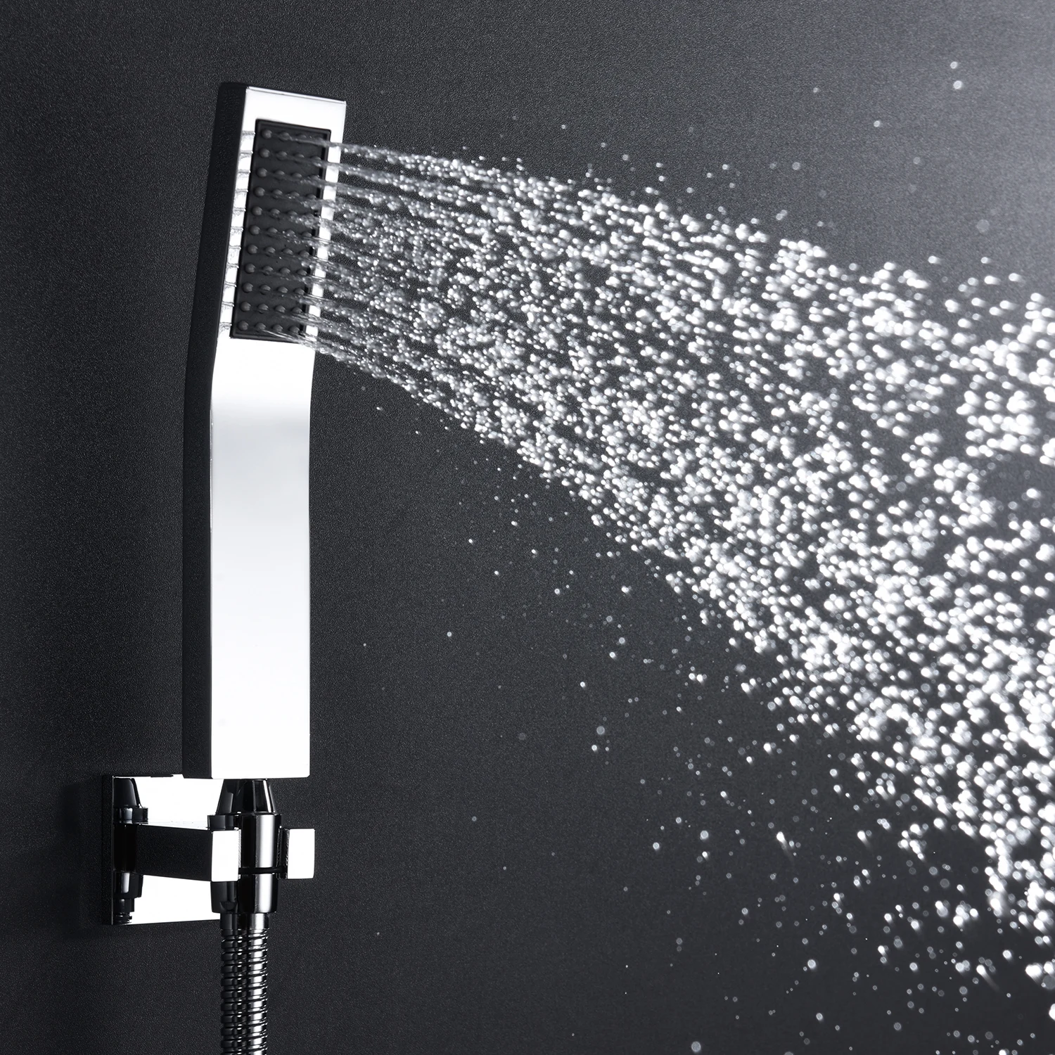 Stainles Steel 304 16inch 40cm Square Bluetooth Music LED Shower Head Panel Set Spray Rainfall Steam Thermostatic Mixer Faucet 4