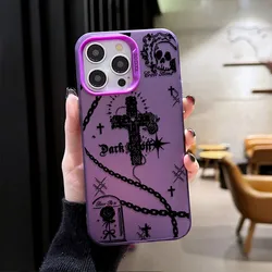 Gothic Dark Cross Chain Anti - Fall Matte Phone Case - iPhone 16e (CYZ - 325CY251025102)