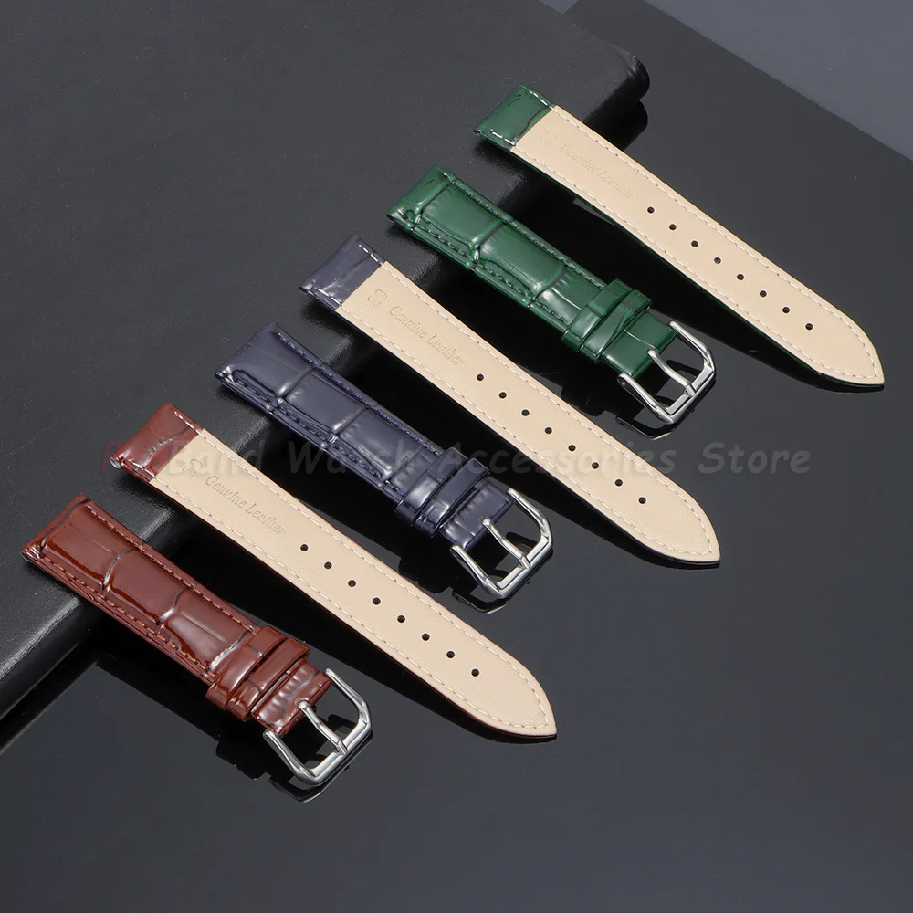 Premium Shiny Leather Watch Strap Replacement Bracelet
