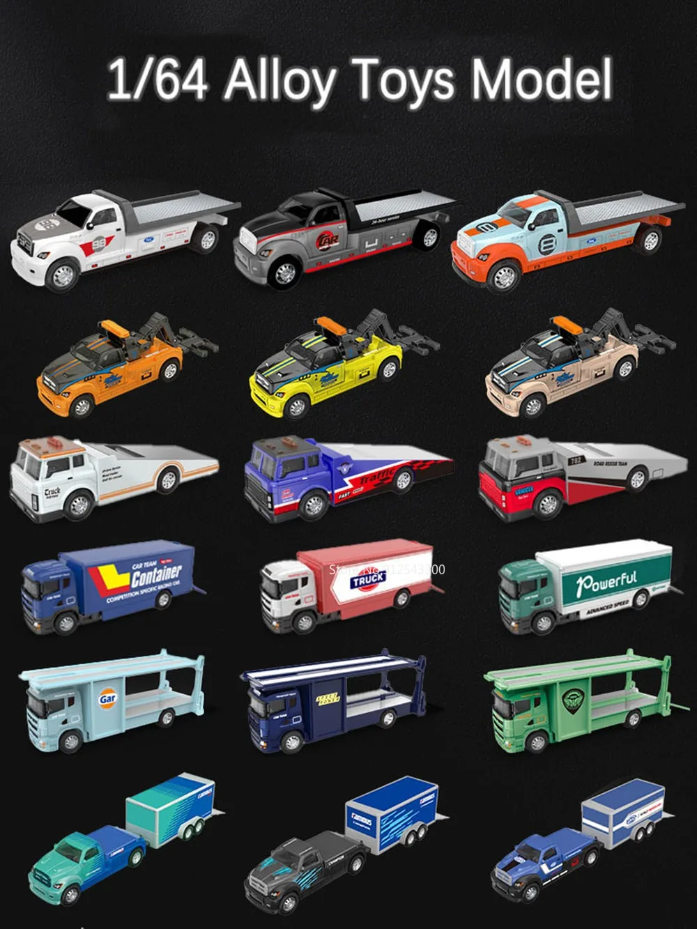 Mini modelo de remolque a escala 1:64, coche de juguete de Metal fundido a presión, modelos de vehículos de ingeniería L
