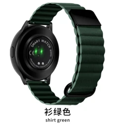 Magnetic Leather Wrist Strap with 20-22mm Width - Elegant and Versatile Bracelet Band for 22mm watch band (Green)