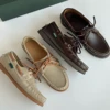Dave&Di French Lazy Minimalist Oil Wax Cowhide Handmade Loafers Flat Shoes, Vintage Sailor Mocasin Shoes Men's Shoes 1