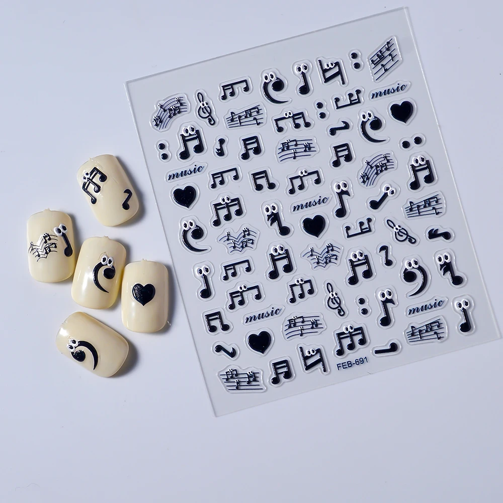 Music Eyes Unique 5D Nail Charm Nail Decoration Stickers 6