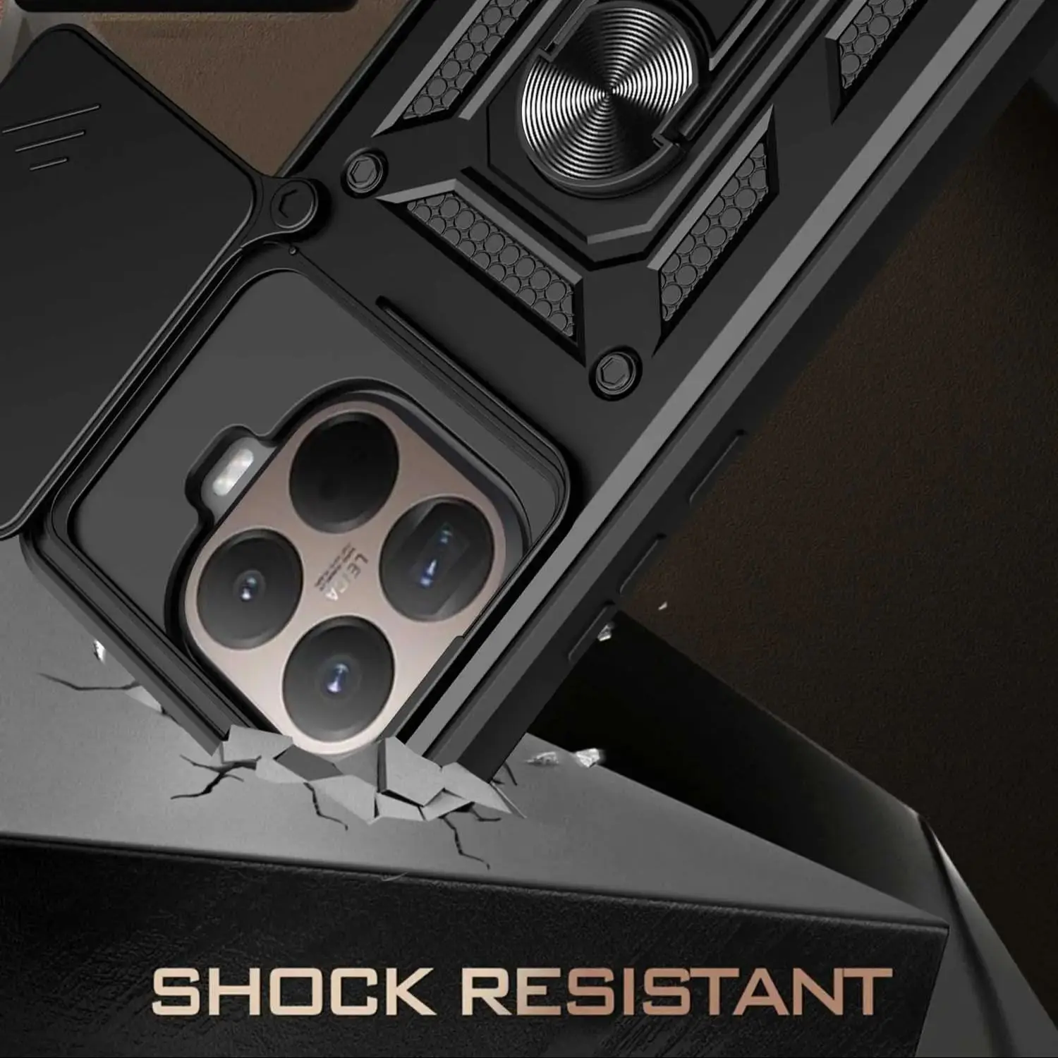 Armored Protective Phone Case with Magnetic Ring and Camera Protection