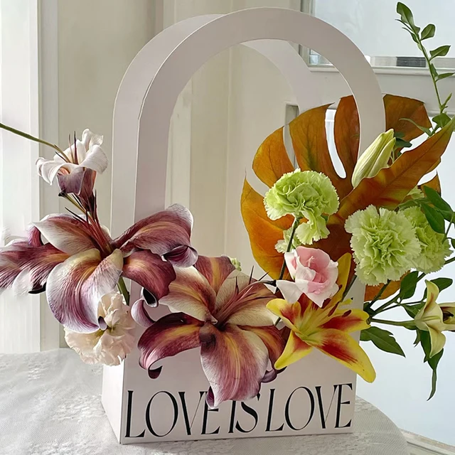 Virágok Elrendezés Kraft Papírzacskó Összecsukható Hordozható Virágcsomagoló Doboz Vízálló Virágkosár Ajándék Táska Táskák - Image 4