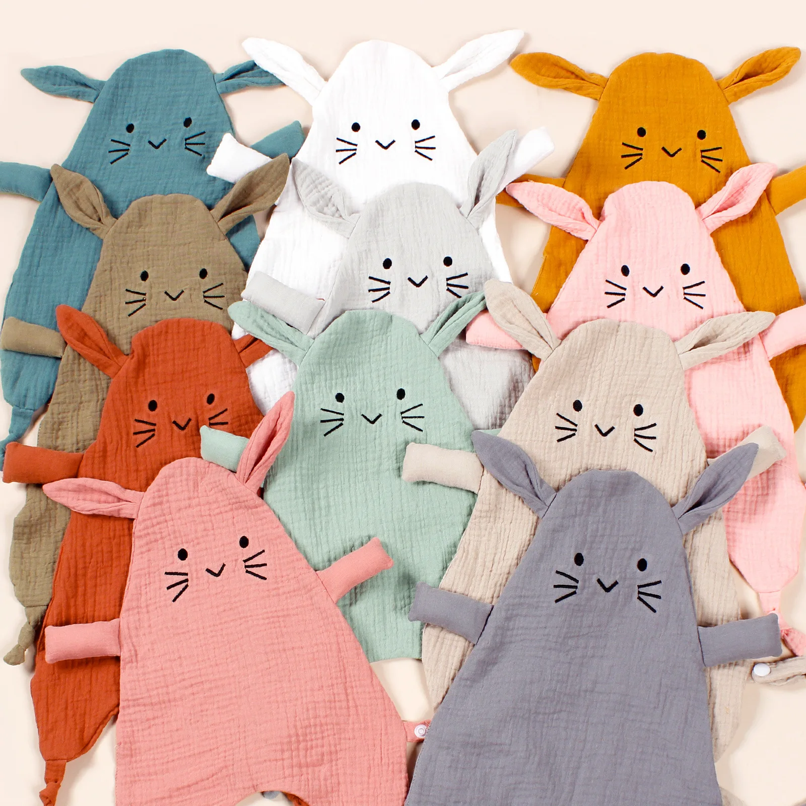 New Baby Cotton Comforter Blanket Cute Cats Newborn Sleeping Dolls Rabbit Ears Sleep Toy Soothe Appease Towel Bibs Saliva Towel 5