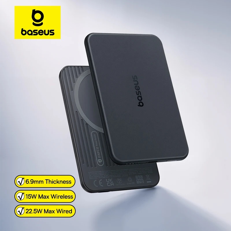 Baseus 5000mAh Magnetische Powerbank 22.5W USB-C & 7.5W/15W Kabelloses Laden 6.9mm Kartenflaches NFC Akku-Überwachung für iPhone 17 - AliExpress 202192403