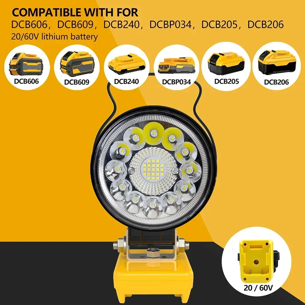 33 LED Working Light Flashlight Electric Torch Spotlight USB Power Bank For DeWalt 18V 20V Lithium Battery High Low Beam Control led flashlight led lights led work light work light