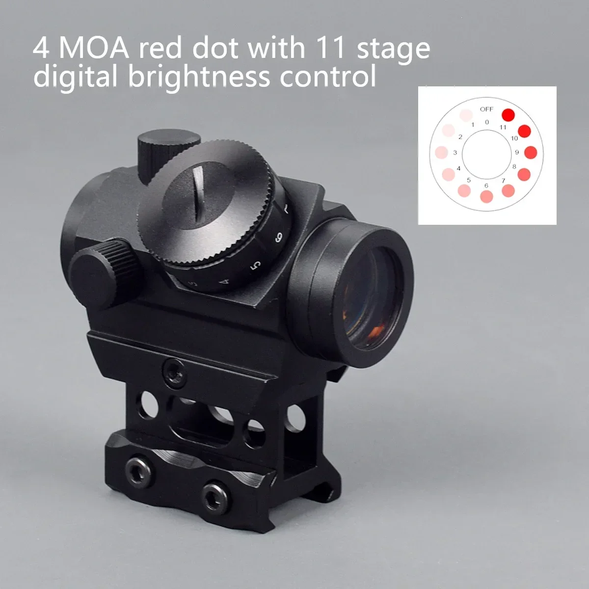 Tactical 1x20mm RDS-25 Red Dot Sight Collimator Airsoft Gun Rifle Scope Sight with 1 Inch Riser 20mm Rail Mount Hunting