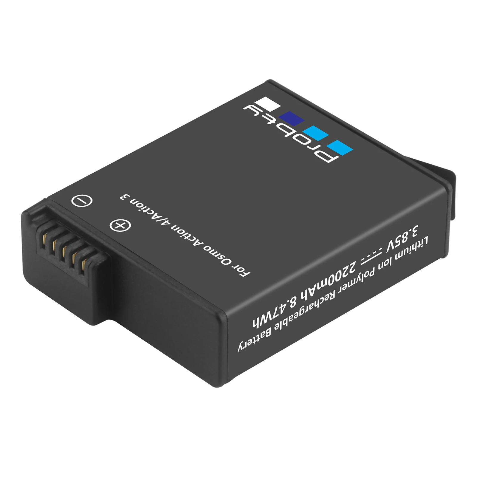 Quatre batteries rechargeables pour GoPro Hero 11/10/9 alignées devant le chargeur.