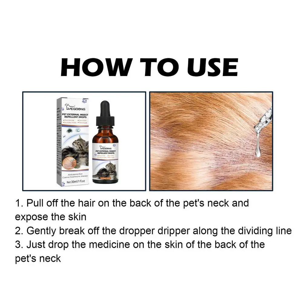 30ml Pet Anti-Flea Drop Repellent For Dogs And Cats Insecticide Flea Drops Insecticide Fleas Ticks Removal Water Pet Spray Clean