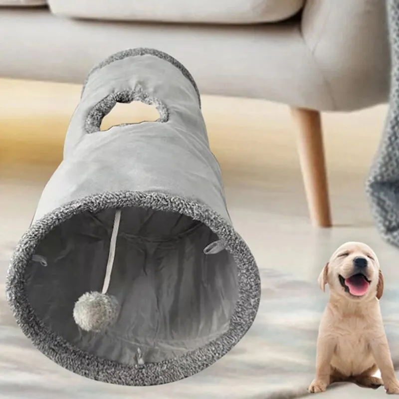 Collapsible Cat Tunnel Tube Play Tent Cat Toy Indoor Puppy Plush Ball for Exercising Hiding Training Pet Interactive Supplies cat tunnel toy