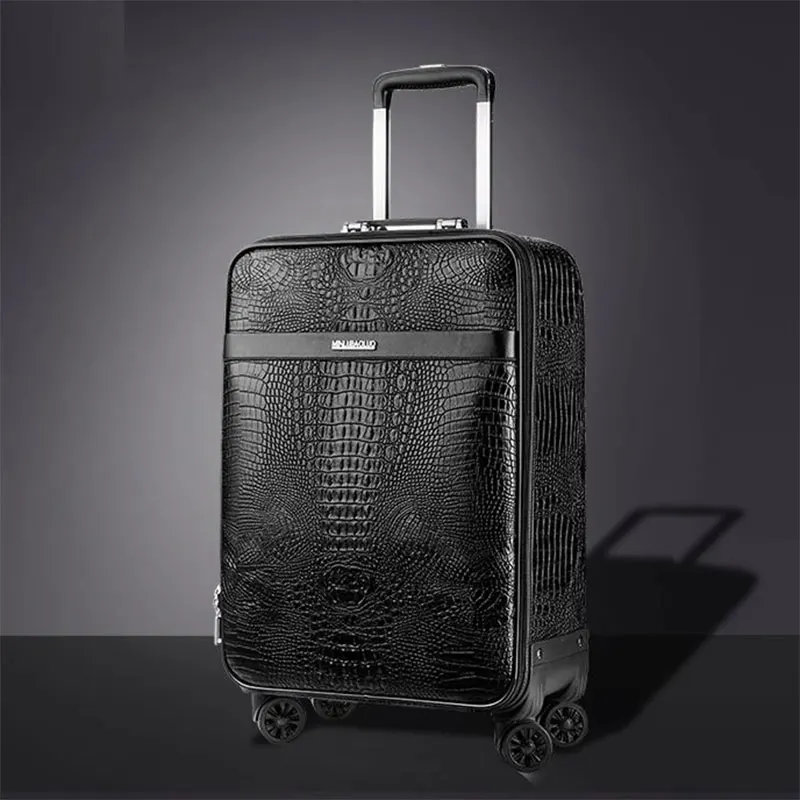 Suitcase New Alligator Print 20 Inch Horizontal Travel Boarding Box 24 Inch Leather Box Men's Business Password Luggage Trunk