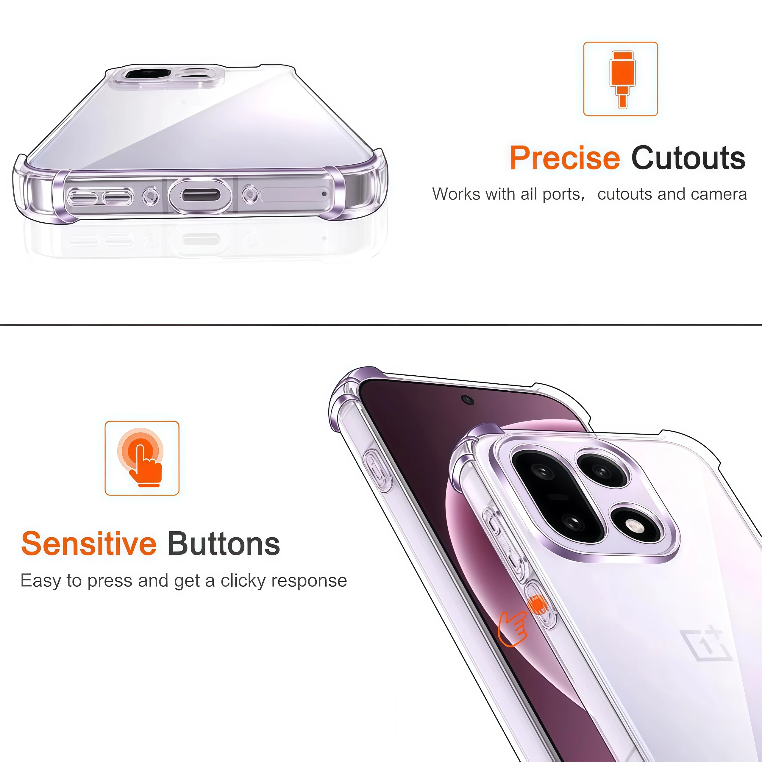 Transparent Shockproof TPU Protective Phone Case with Reinforced Corners