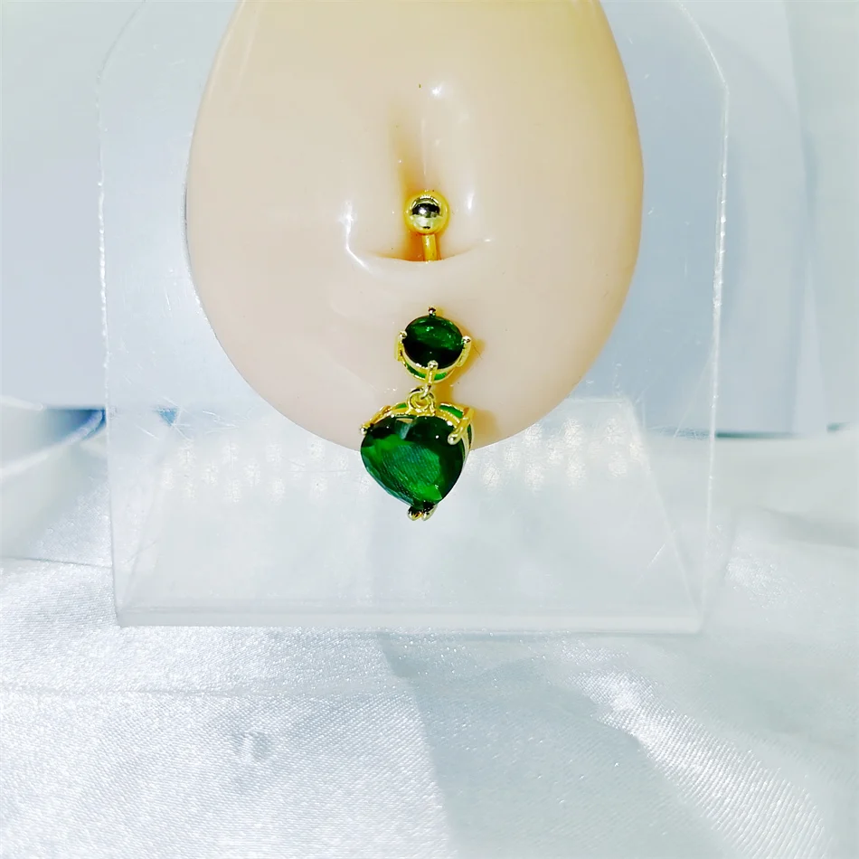 Big Crystal Zircon Heart Dangle Belly Piercing Surgical Steel Women Body Jewelry 14G 10mm Curved Barbell Sexy Navel Button Ring piercing jewelry belly button piercings body piercing jewelry body jewelry