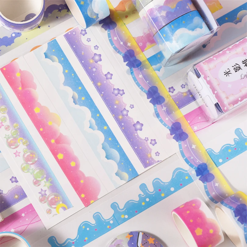 4Pcs Clouds Washi Tape Korean Stationery Masking Tape Cinta Adhesiva Decorativa Landscaping Scrapbooking Supplies Washi Tapes 4