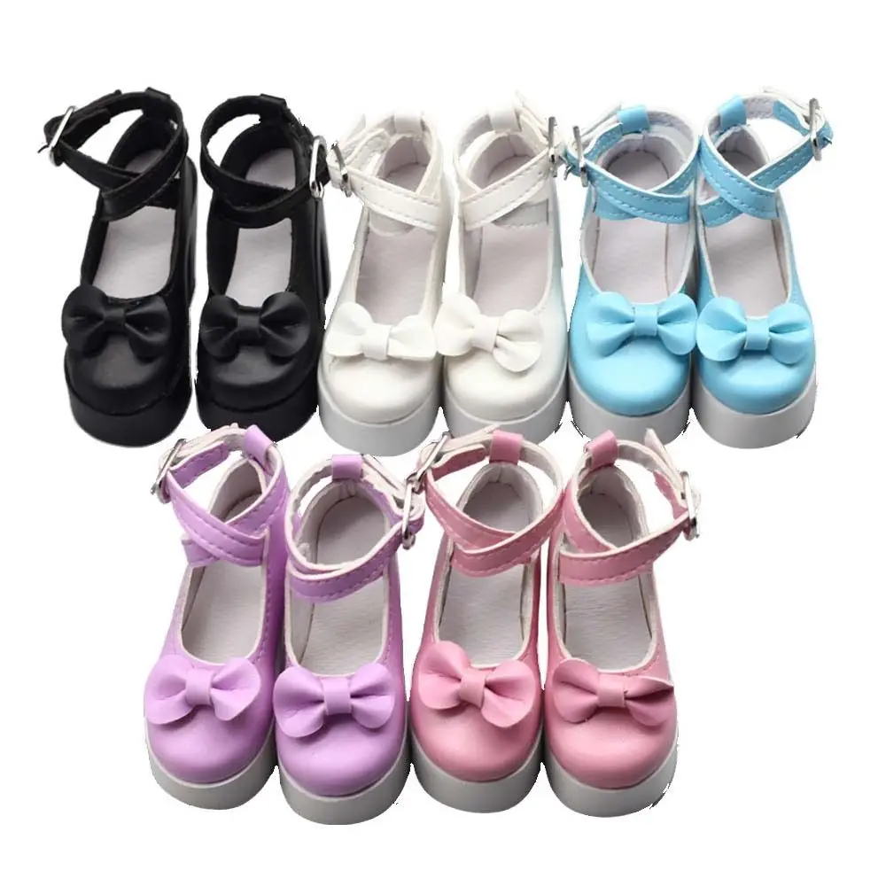 Bjd Shoes PU Leather 60cm Shoes Causal Wear Princess Bowknot High Heel Shoes Handmade Boots 1/3 Shoes Girls Gift