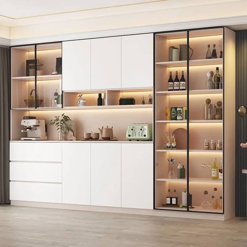 Large Luxury Display Drawers Kitchen Cabinet Glass Sideboards Shelf et Cupboard Cabinet Alacena Cocina Muebles Furniture Set