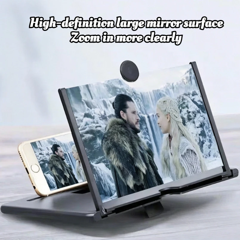 1개 휴대용 휴대폰 화면 확대경, 접이식 3D HD, 핸즈프리 시청용 스탠드 포함, 비디오 증폭기, 영화 및 독서용 안경