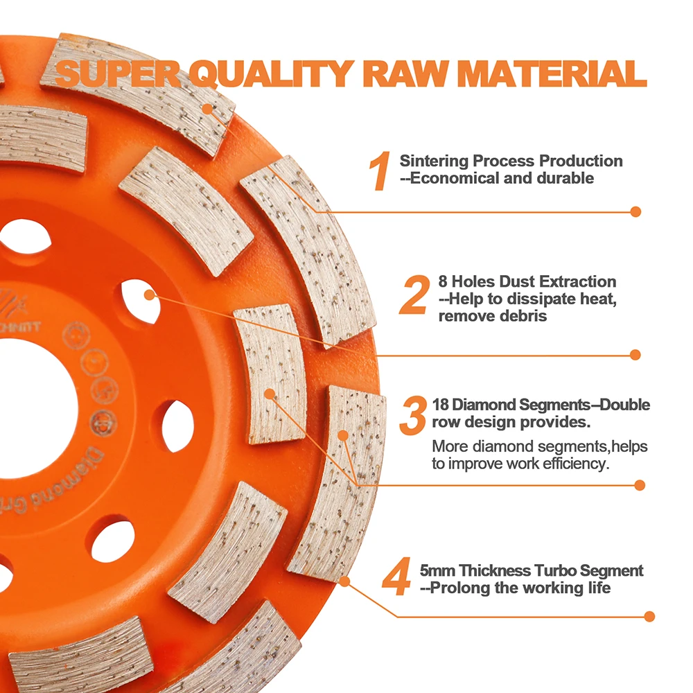 Diamond Grinding Wheel Stone Marble Paver Granite Concrete Polishing Disc Cup Wheel Abrasive Tools 1pc Dia 115mm