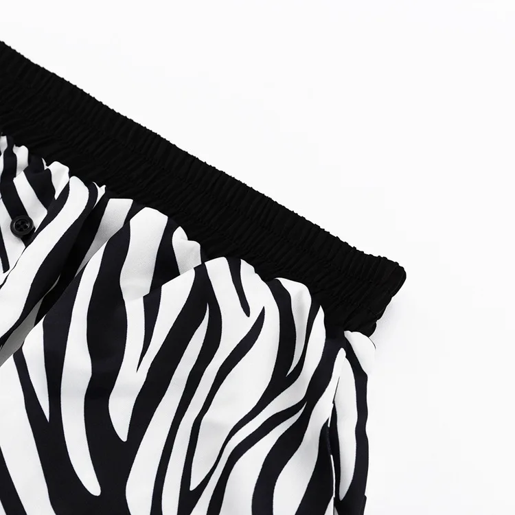 Women Two Piece Sets Outfits Zebra Printed Loose Shirt Tops And High Waist Shorts Set 2025 Casual Streetwear Summer New