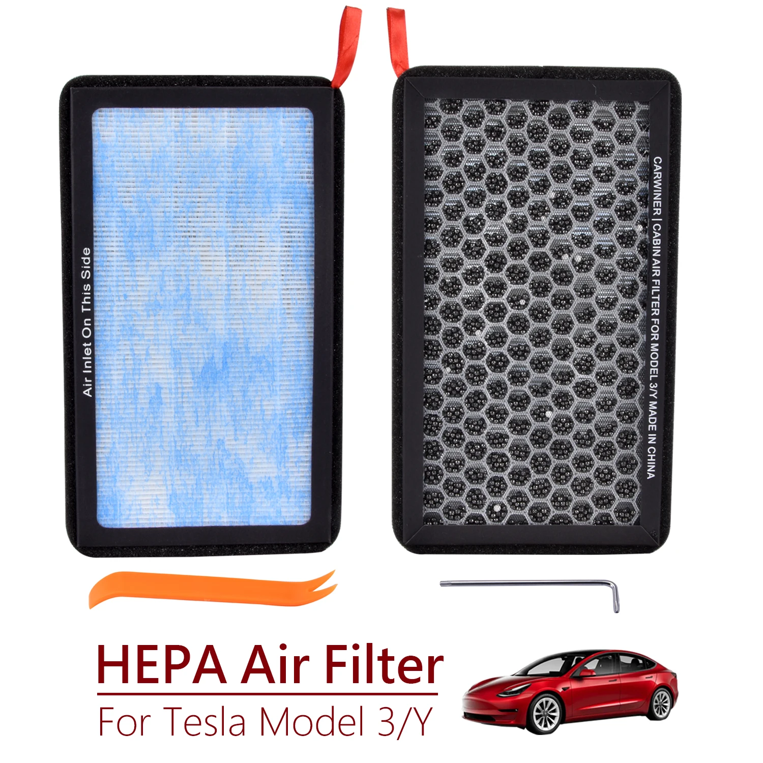 2Pcs For Tesla Model 3 Y Accessories Air-Filter HEPA N98 Activated