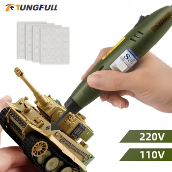 220V 110V Reciprocating Sander Model Sander Pen Type Mini Sander Stroke Grinder Tool Sanding Heads Sandpaper Military Craft Tool
