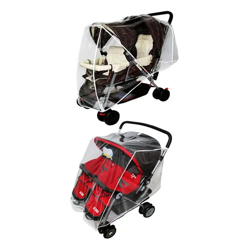 

Double Stroller Accessorie Side By Side Trolley Pushchair Weather Shield Baby Rain Cover Waterproof Baby Carriage Cart Dust