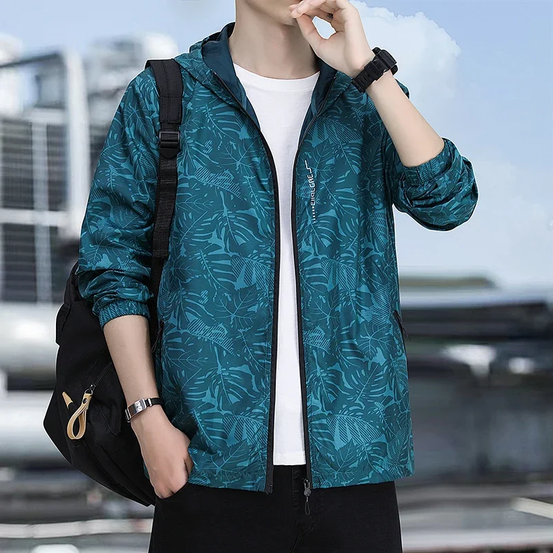 

1PC Men's New Sun-protective Clothing Camouflage Color Breathable Thin Coat with Hood Fashion Leisure Sports Outdoor Top