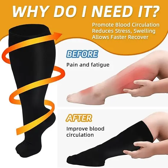 Enhanced Compression Socks - Wide Calf, Extra Large, Knee High