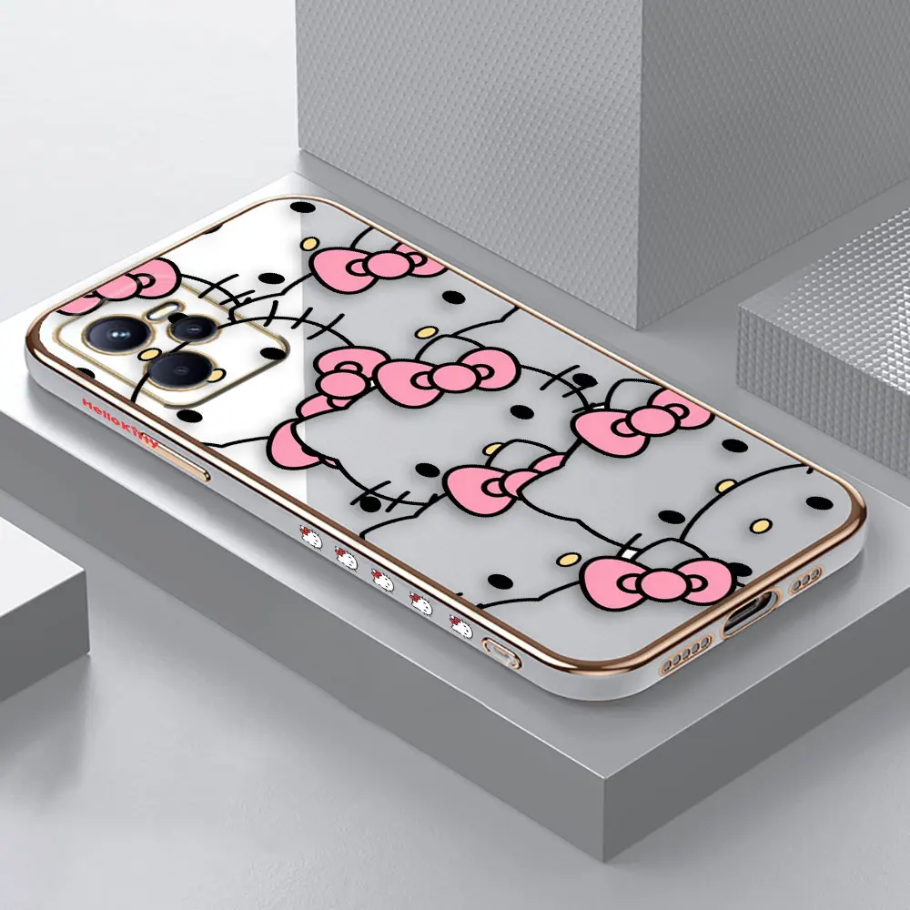 thumbnail image 1 of Pink Art Hello Kitty Cat Cover Smooth E-TPU Phone Case REALME GT 2 NEO3 MASTER 7 8 8I 9 9I 10 11 PRO C30 C33 C35 C53 C55 5G Case, 1 of 5